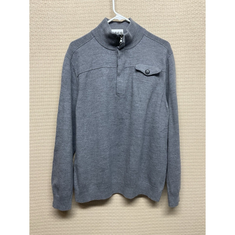 Banana Republic Sweater Men's XL Pullover Mock-Neck Long-Sleeve Merino Wool Gray